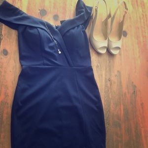 • SOLD • Windsor Navy Blue Off The Shoulder